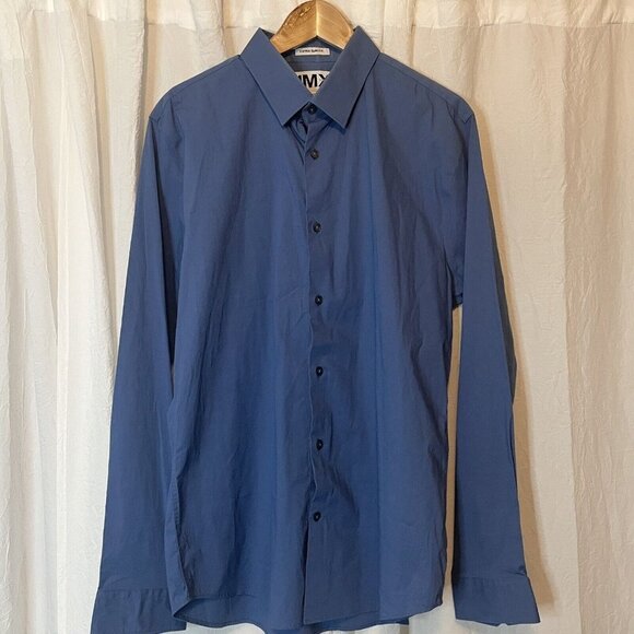 Express 1MX Blue Slim Fit Dress Shirt Size XL (17-17.5) - Picture 7 of 7